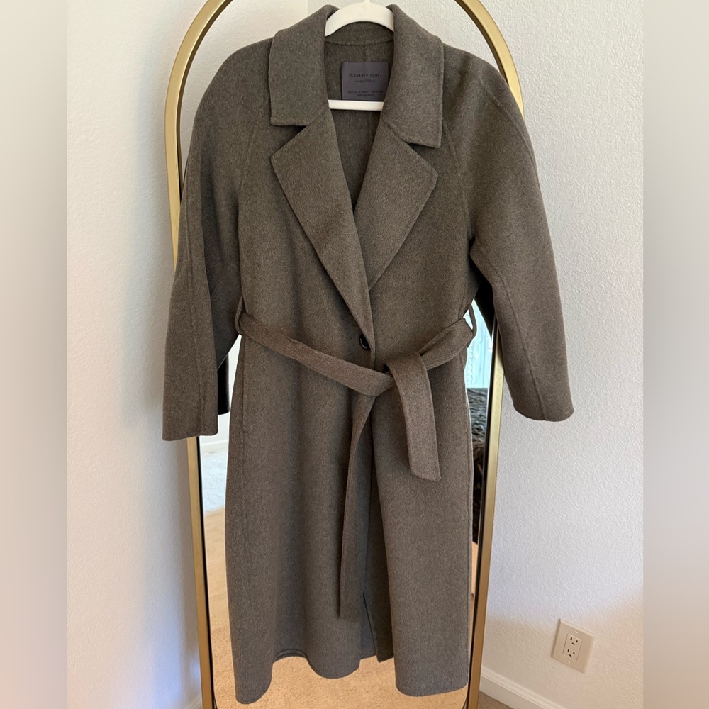 NEW - Chic Gray Wool Coat with Belt